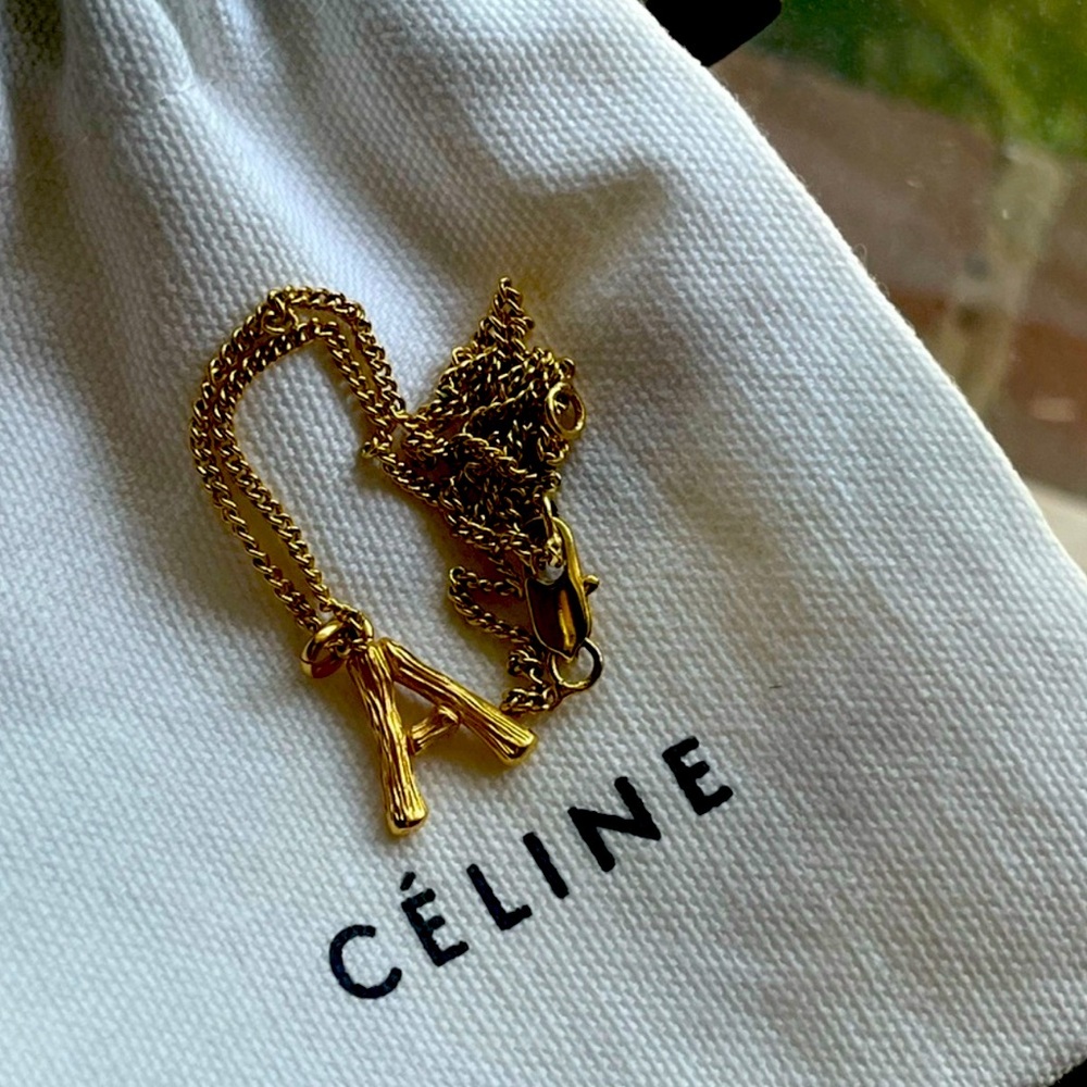 Celine “A” bamboo Gold Necklace